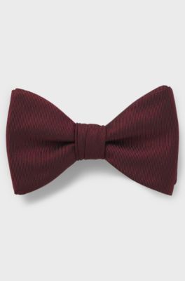 Pre-tied bow tie in a silk blend, Dark Red