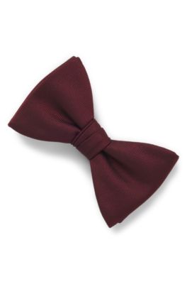 Pre-tied bow tie in a silk blend, Dark Red