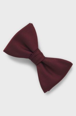 Pre-tied bow tie in a silk blend, Dark Red