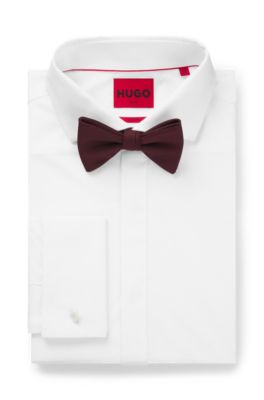 Pre-tied bow tie in a silk blend, Dark Red