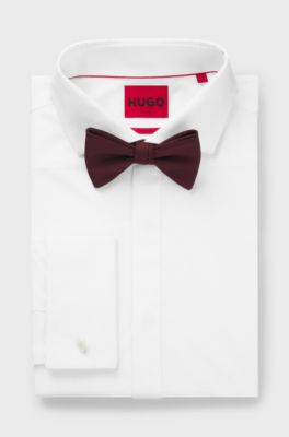 Pre-tied bow tie in a silk blend, Dark Red