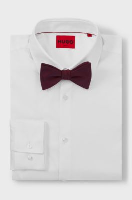 Pre-tied bow tie in a silk blend, Dark pink