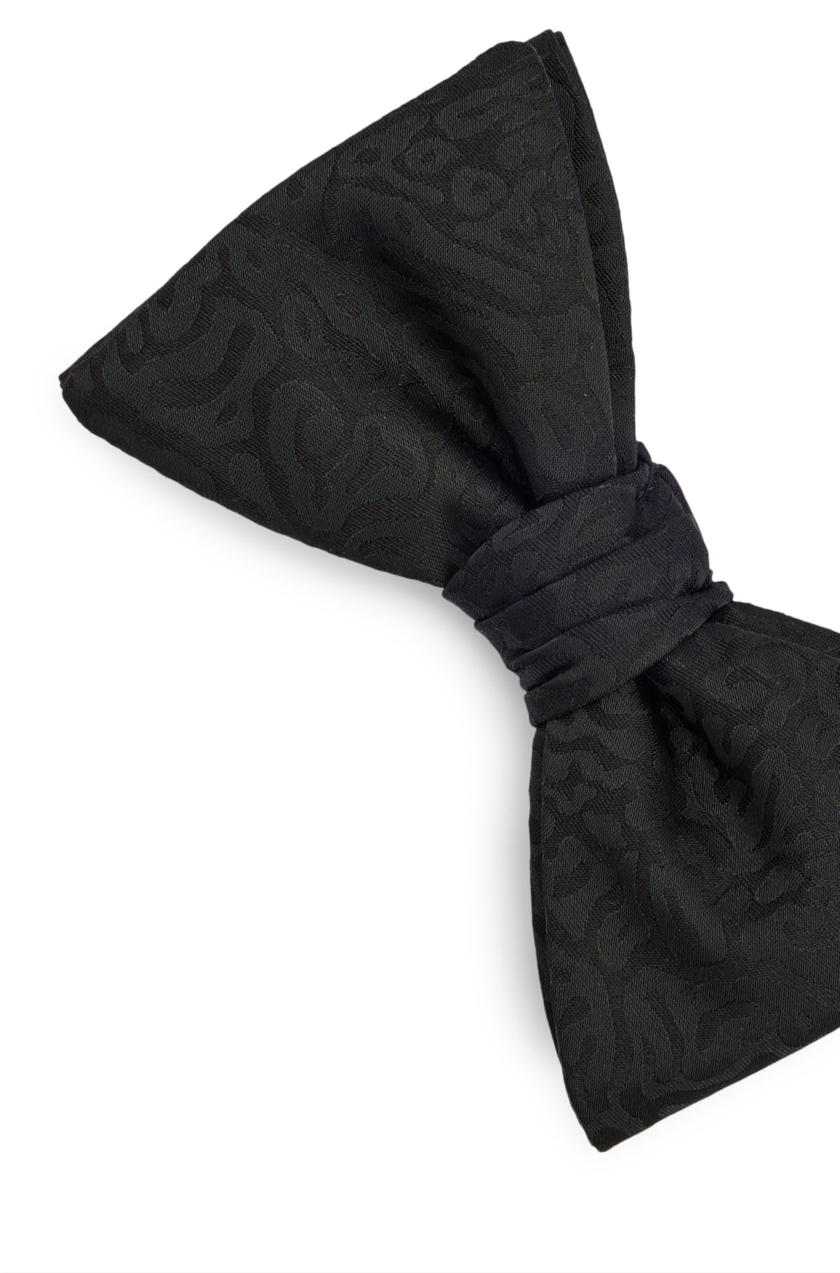 Silk-blend bow tie with animal jacquard, Black