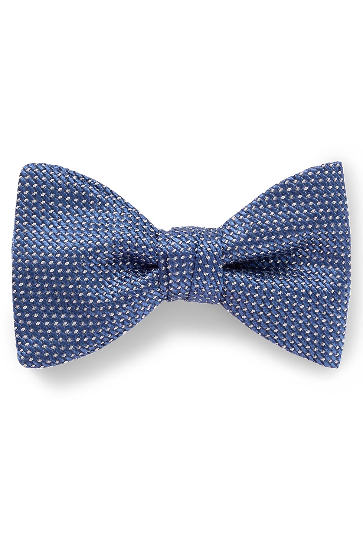 Silk-blend bow tie with woven pattern, Blue