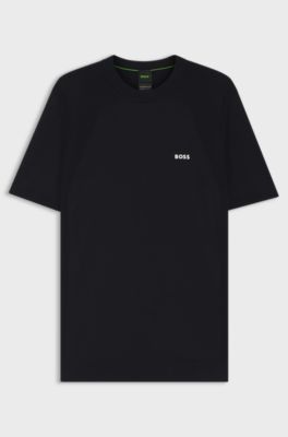 Active cotton-blend  knit T-shirt with mixed structures, Dark Blue