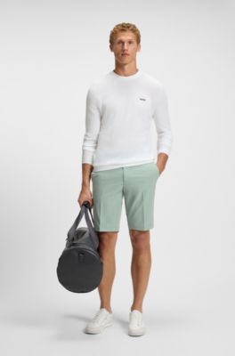 Cotton-blend regular-fit sweater with logo print, White