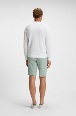 Cotton-blend regular-fit sweater with logo print, White