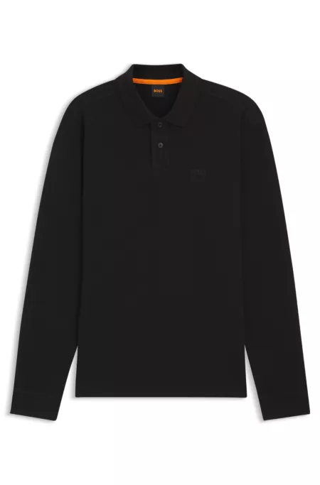 Cotton-blend polo shirt with waffle structure