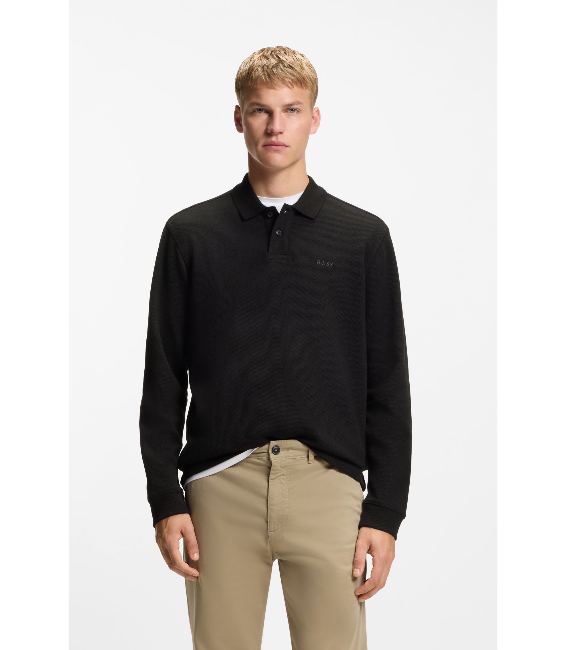 Poloshirt aus Baumwoll-Mix mit Waffelstruktur