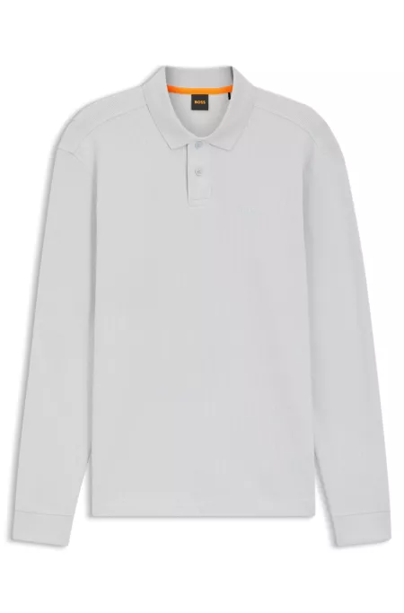Cotton-blend polo shirt with waffle structure
