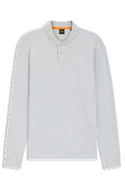 Cotton-blend polo shirt with waffle structure