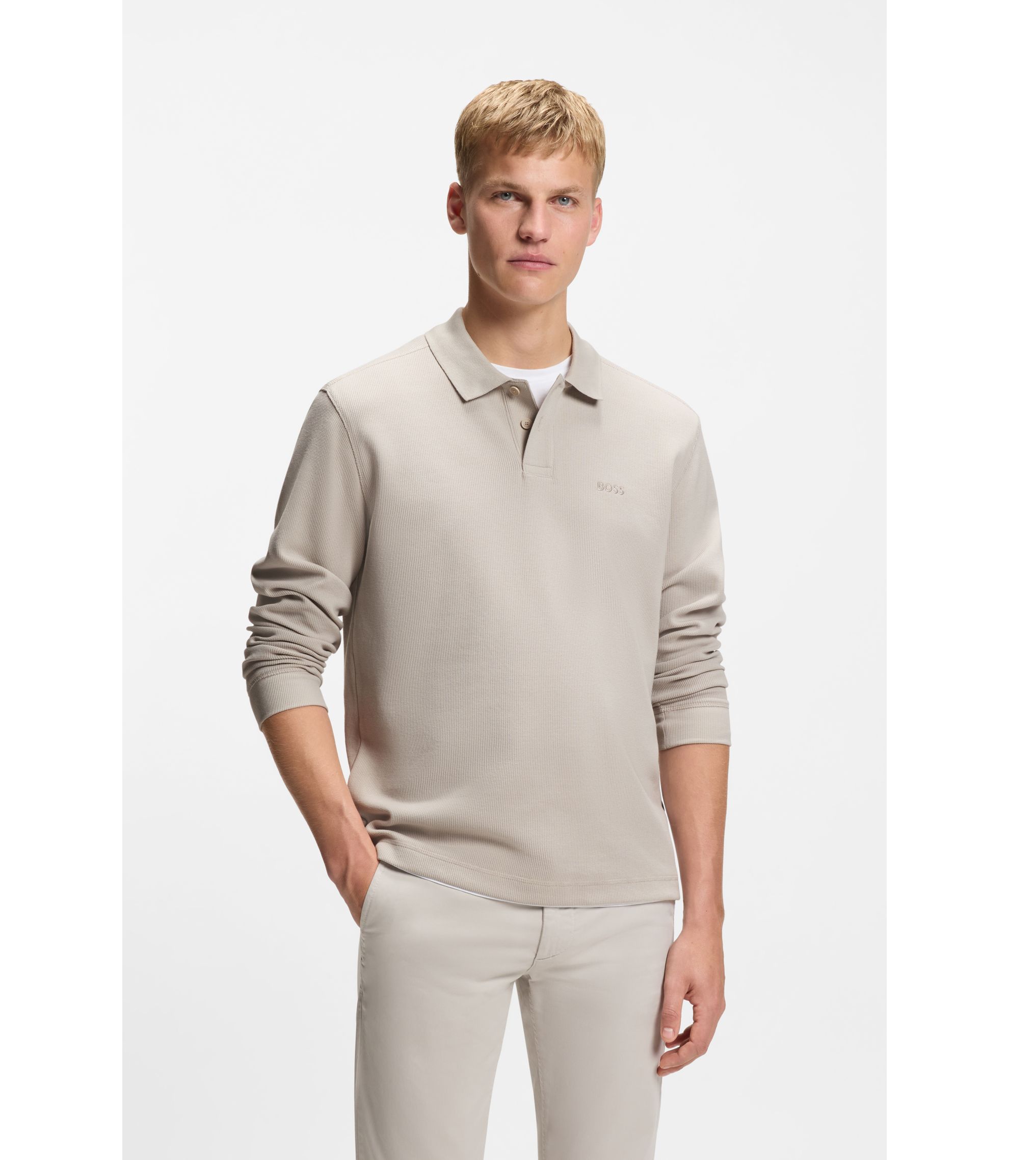 Poloshirt aus Baumwoll-Mix mit Waffelstruktur