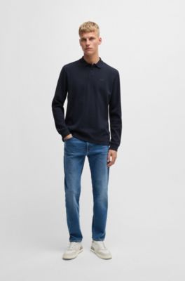 BOSS - ワッフルストラクチャード ポロシャツ ストレッチコットン 
