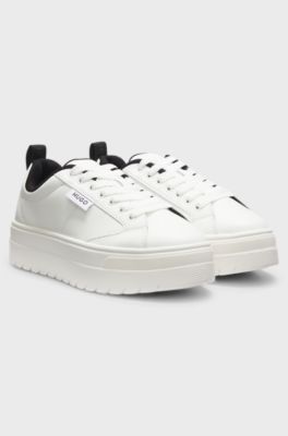 Platform-sole trainers with logo flag and signature details, White