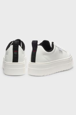 Platform-sole trainers with logo flag and signature details, White