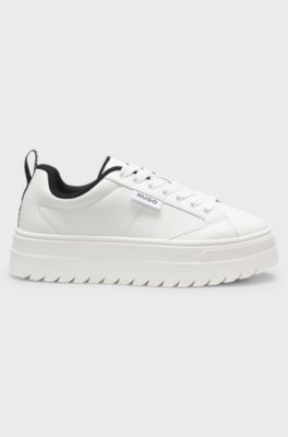 Platform-sole trainers with logo flag and signature details, White