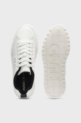 Platform-sole trainers with logo flag and signature details, White