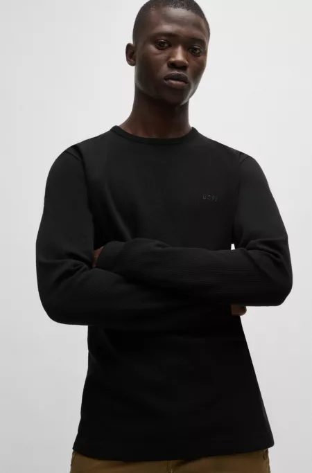 Cotton-blend T-shirt with waffle structure