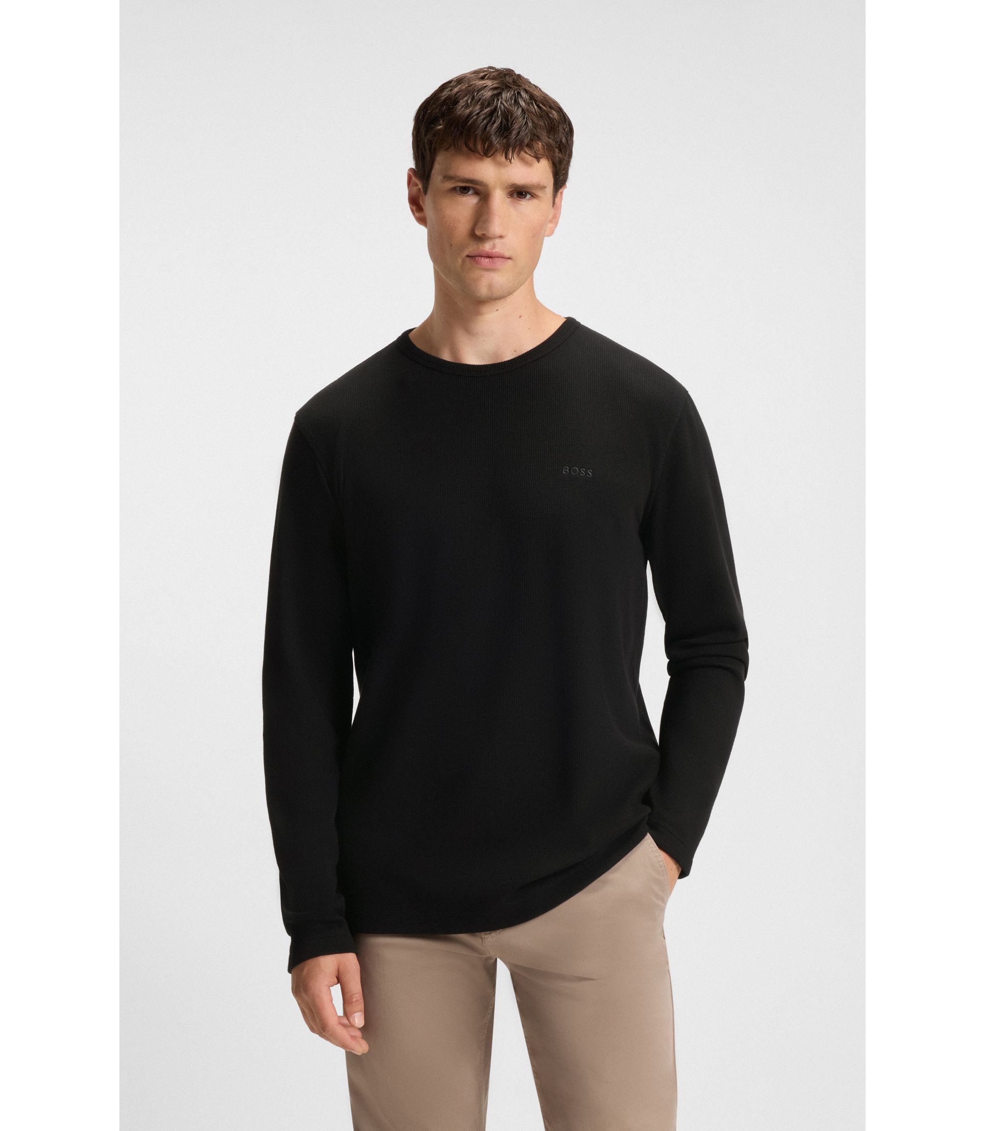 T-Shirt aus Baumwoll-Mix mit Waffelstruktur