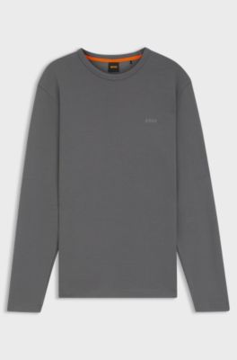 Cotton-blend T-shirt with waffle structure, Grey