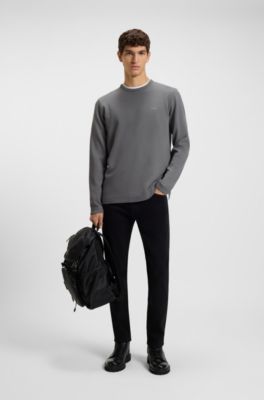 T-shirt in misto cotone con lavorazione a nido d&rsquo;ape, Grigio