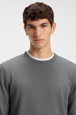 T-shirt in misto cotone con lavorazione a nido d&rsquo;ape, Grigio