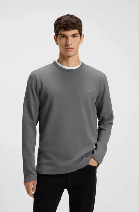 Cotton-blend T-shirt with waffle structure