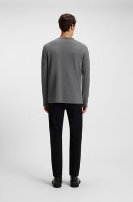 T-shirt in misto cotone con lavorazione a nido d&rsquo;ape, Grigio