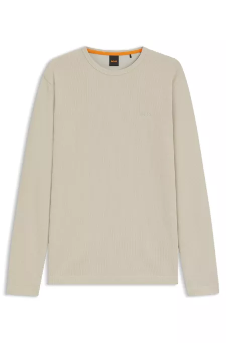 Cotton-blend T-shirt with waffle structure