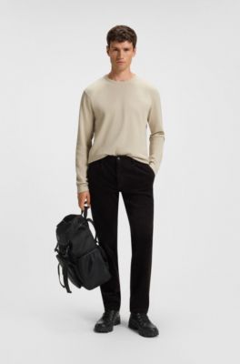 Cotton-blend T-shirt with waffle structure, Light Beige