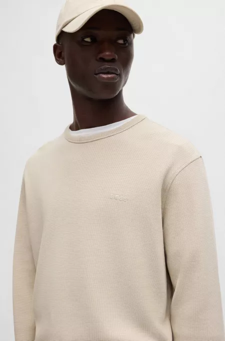 Cotton-blend T-shirt with waffle structure