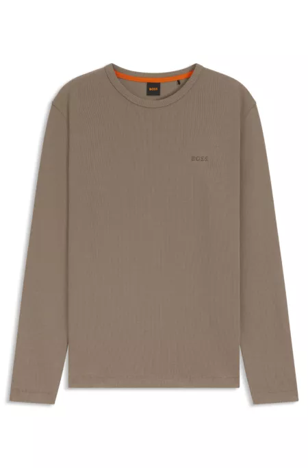 Cotton-blend T-shirt with waffle structure