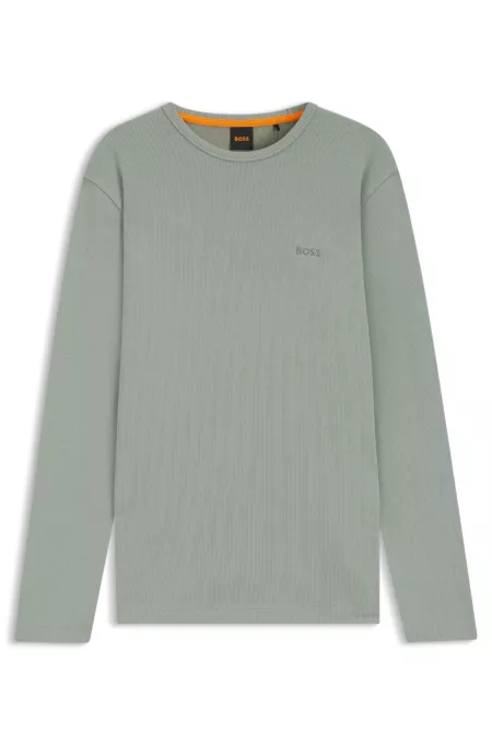 Cotton-blend T-shirt with waffle structure