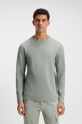 Cotton-blend T-shirt with waffle structure, Light Green