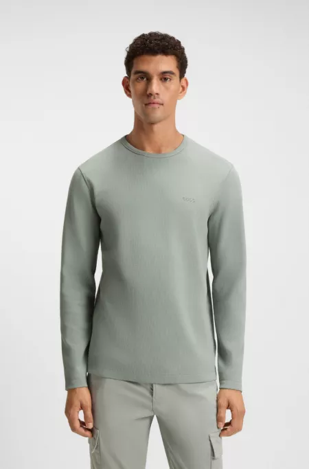 Cotton-blend T-shirt with waffle structure