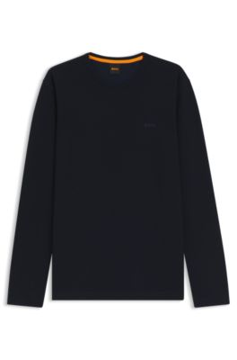 T-shirt in misto cotone con lavorazione a nido d&rsquo;ape, Blu scuro