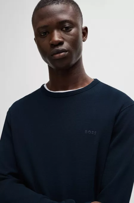 Cotton-blend T-shirt with waffle structure