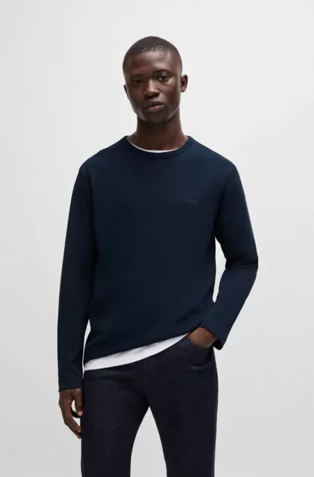 Cotton-blend T-shirt with waffle structure
