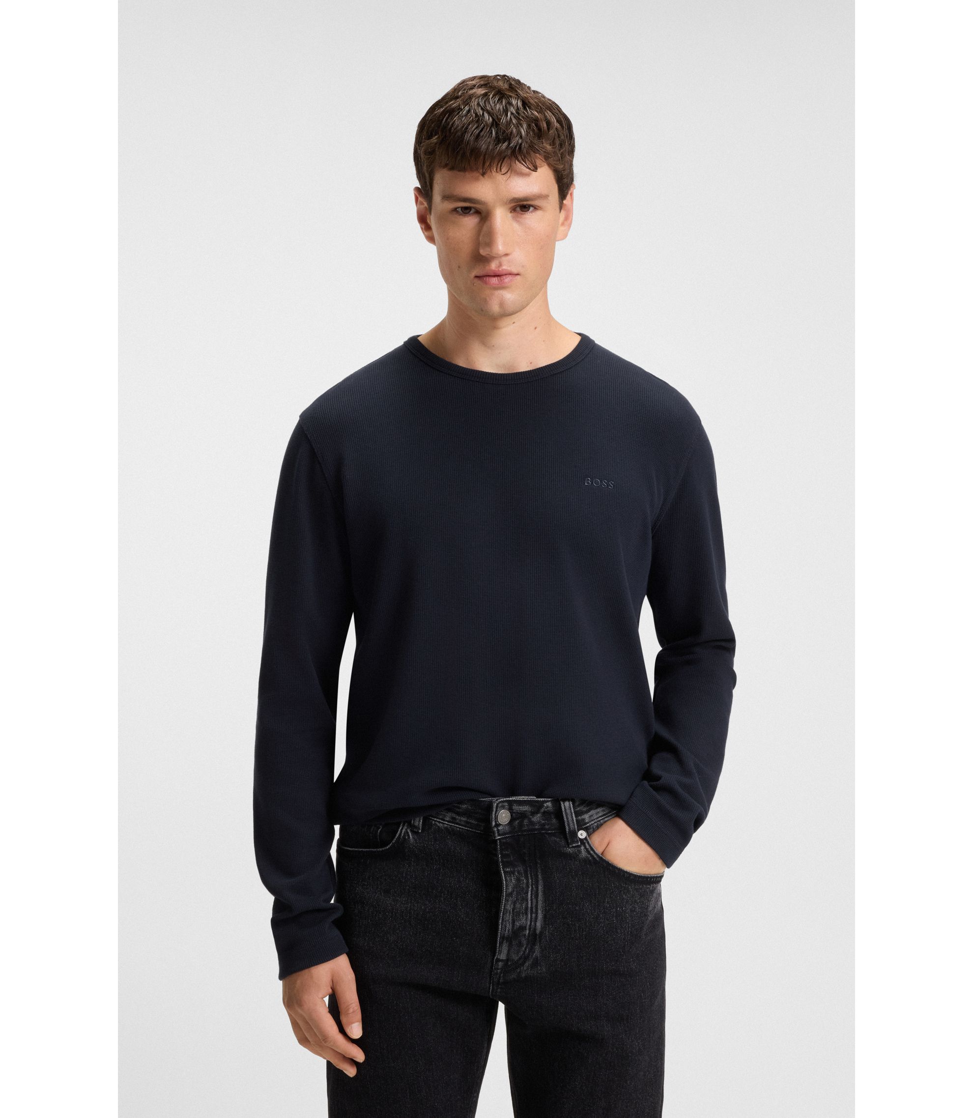 T-Shirt aus Baumwoll-Mix mit Waffelstruktur