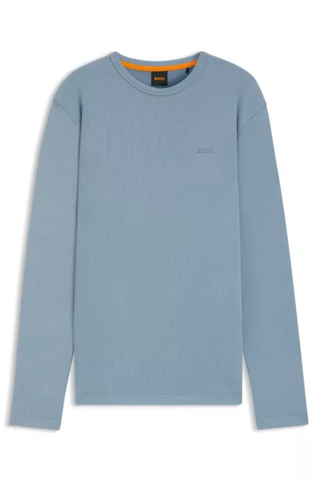 Cotton-blend T-shirt with waffle structure