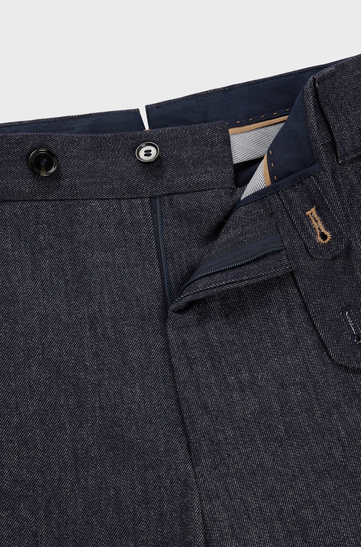 BOSS - Relaxed-fit trousers in denim-effect virgin wool BOSS - Relaxed-fit trousers in denim-effect virgin wool