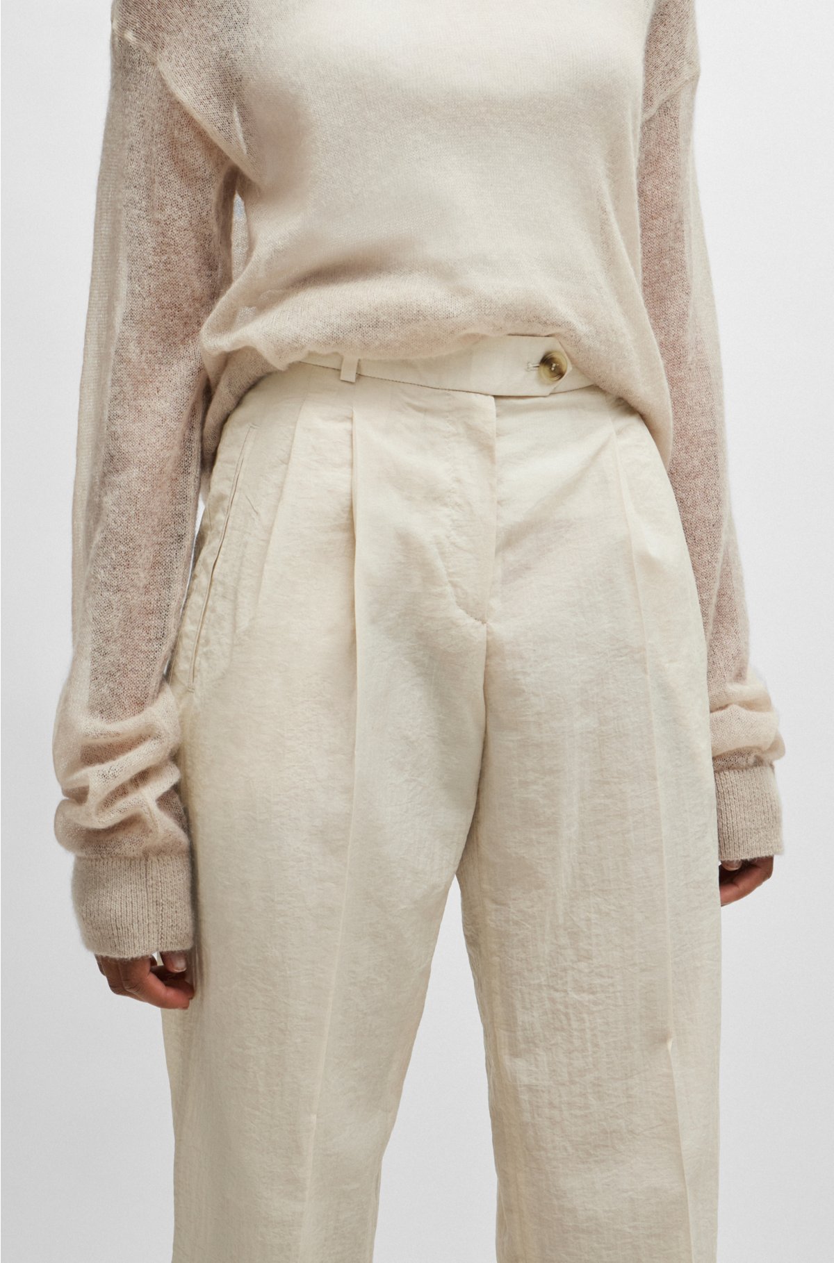Formal trousers in a cotton blend, Light Beige