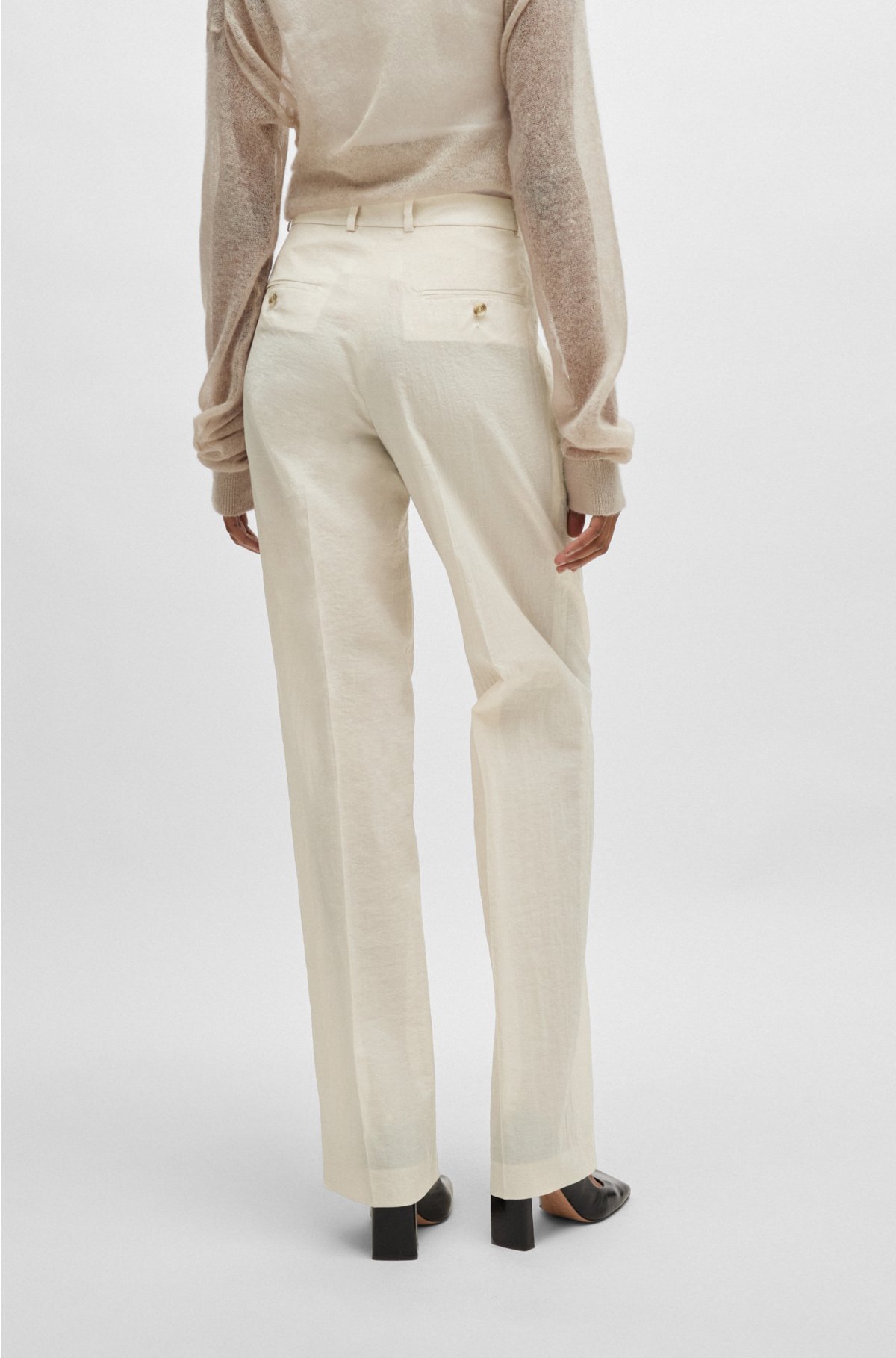 Formal trousers in a cotton blend, Light Beige