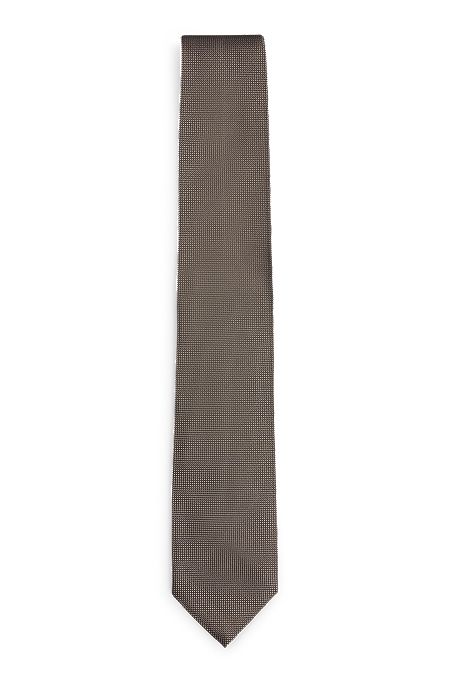Silk-jacquard tie with micro pattern, Light Green