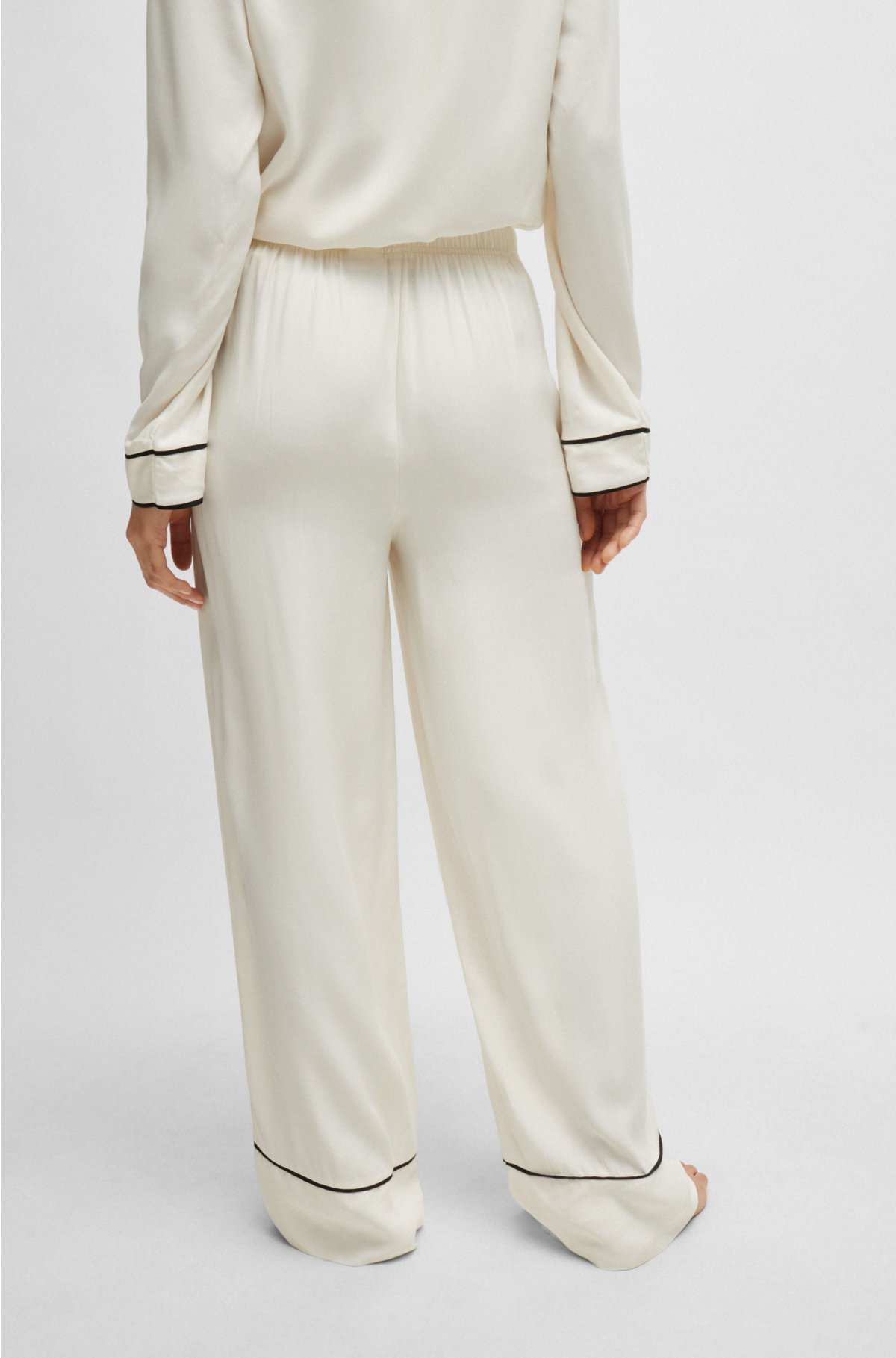 Pyjama bottoms with Double B monogram and contrast piping, White