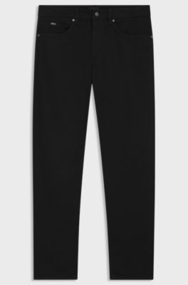 Maine regular-fit jeans in Italian black stretch denim, Black