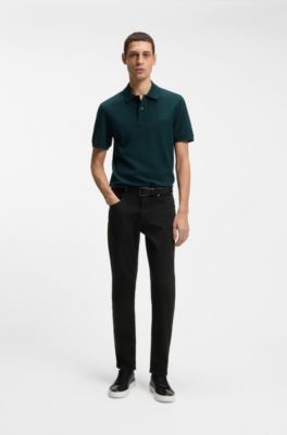 Maine regular-fit jeans in Italian black stretch denim, Black