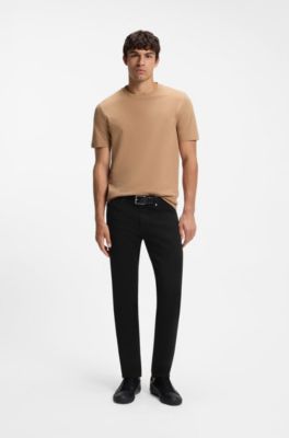Maine regular-fit jeans in Italian black stretch denim, Black