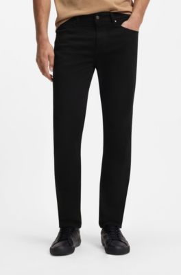 Regular-fit jeans in black stretch denim, Black
