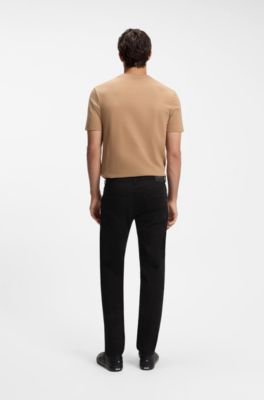 Maine regular-fit jeans in Italian black stretch denim, Black